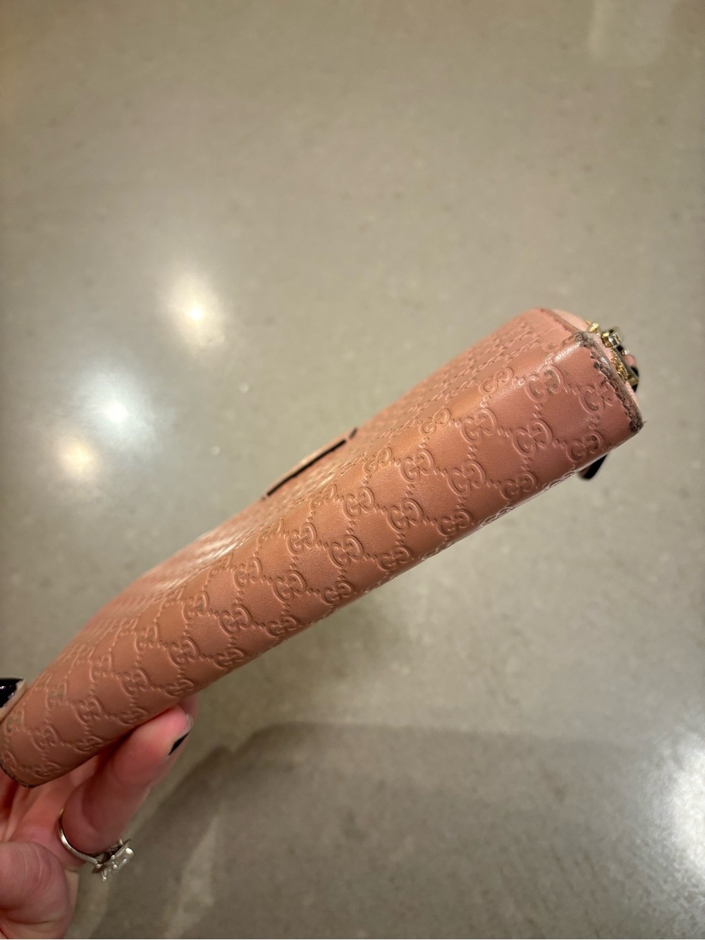 Gucci Blush Pink GG Embossed Zip Wallet - Picture 2 of 7